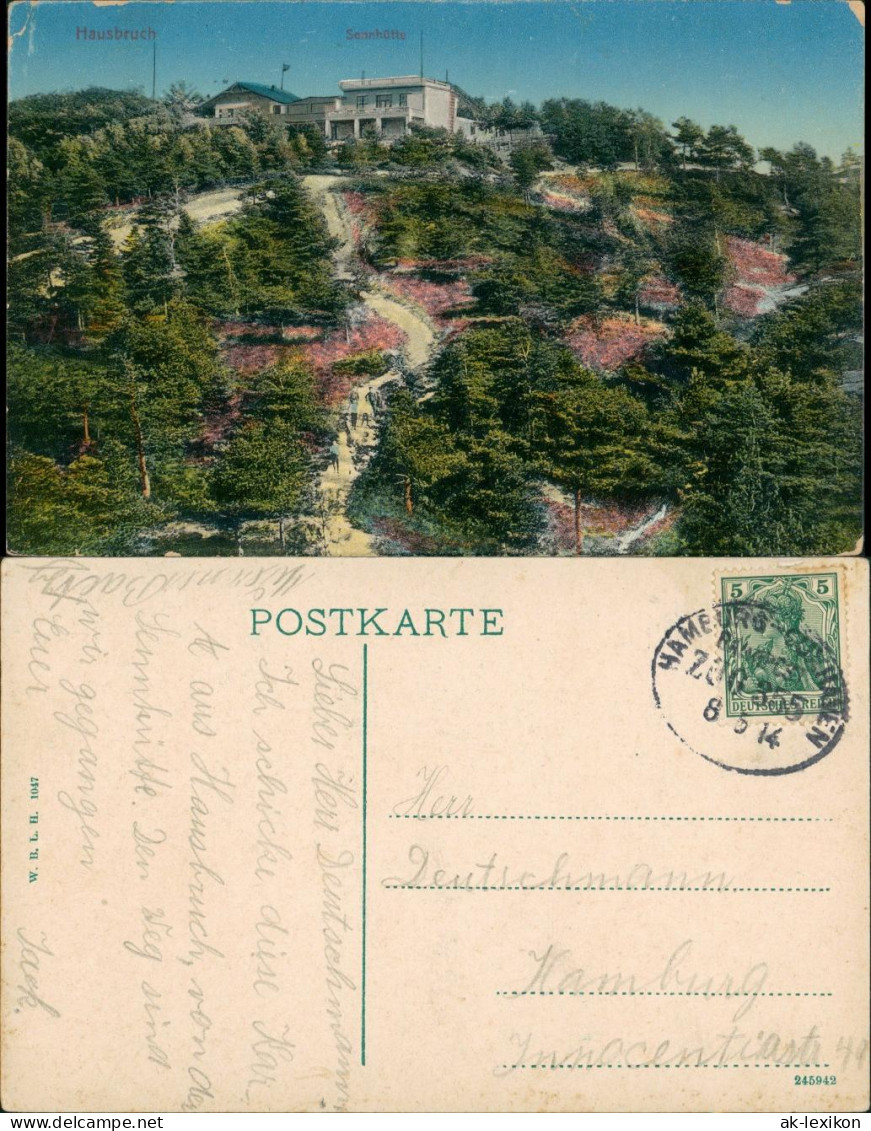 Hausbruch Hausbruch Sennhütte  1914   Gelaufen Mit Bahnpost Stempel Zug 355 - Other & Unclassified