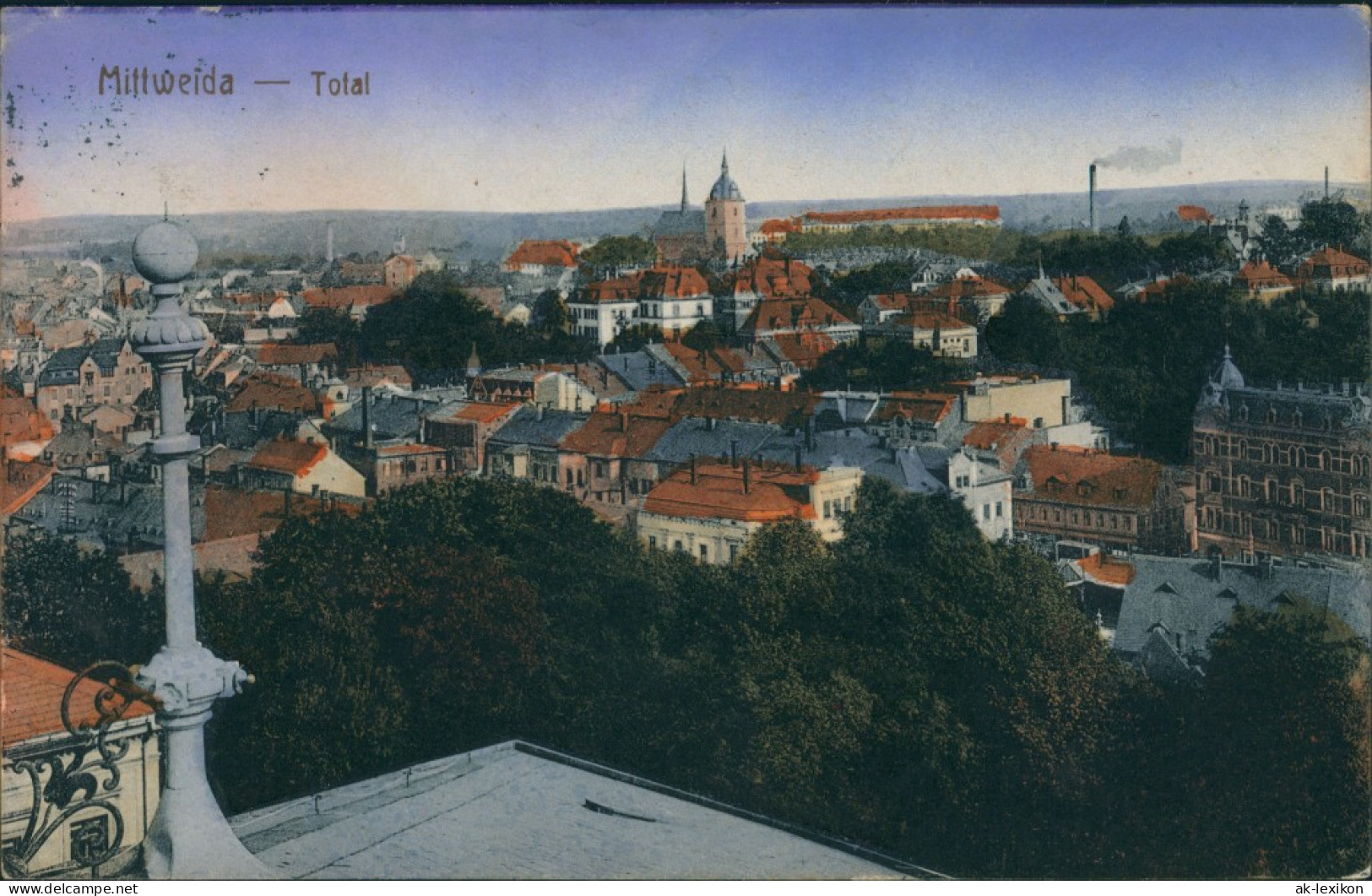 Ansichtskarte Mittweida Stadt Vom Dach 1909 - Mittweida