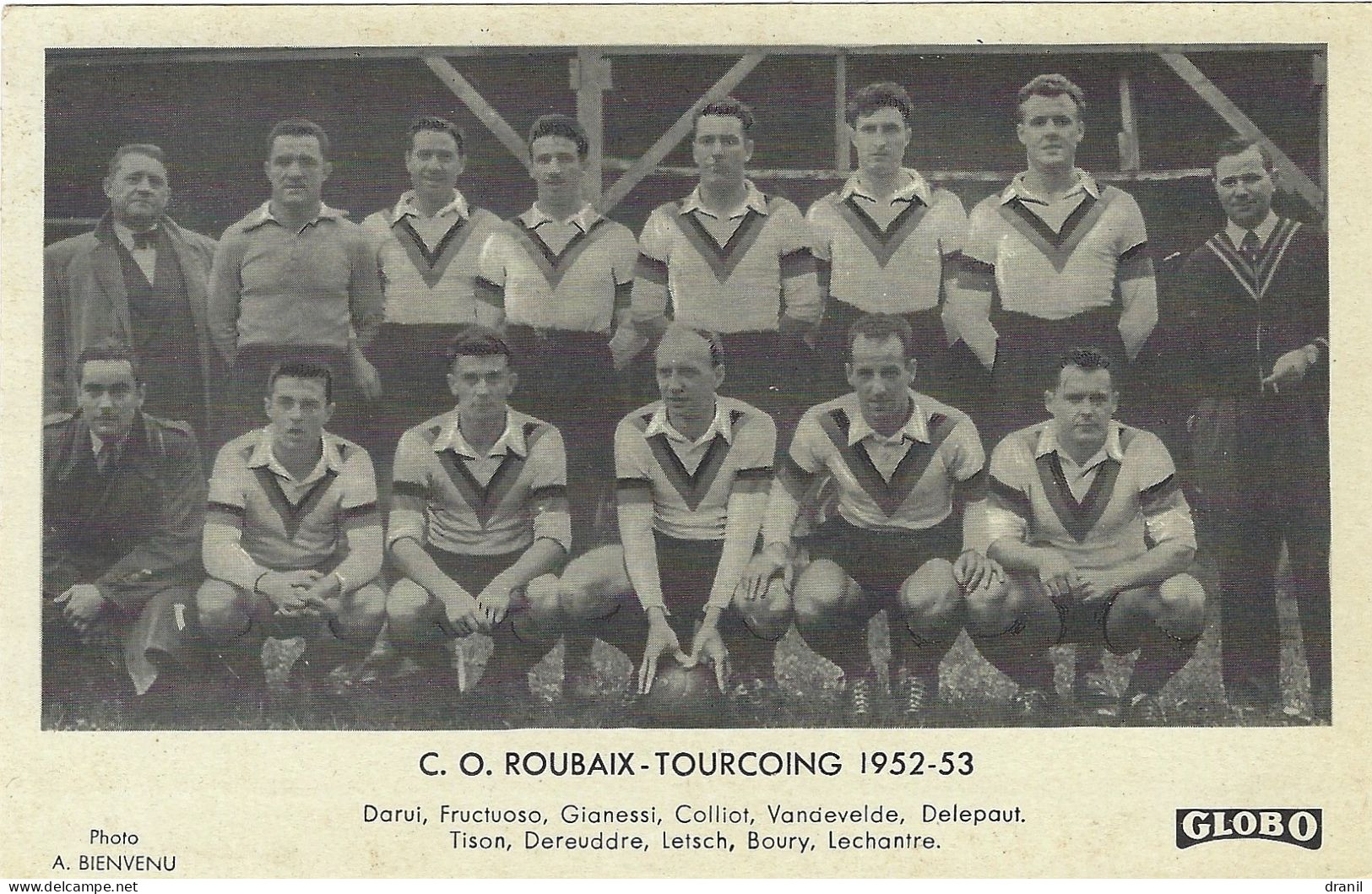 Football - GLOBO - Photo A. BIENVENU - C. O. ROUBAIX - TOURCOING 1952-53 - Non Classés