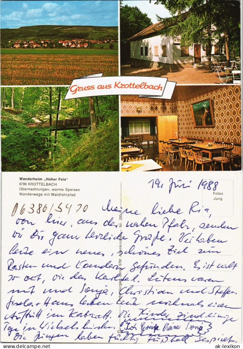 Krottelbach Wanderheim Hoher Fels, Mehrbild-AK Ortsansichten 1988 - Other & Unclassified