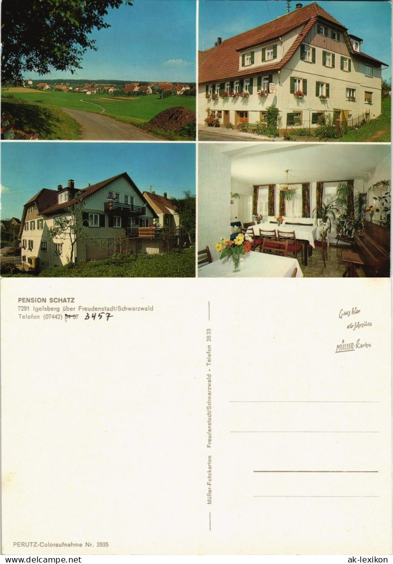 Igelsberg-Freudenstadt PENSION SCHATZ Mehrbild-AK 4 Ansichten 1970 - Freudenstadt