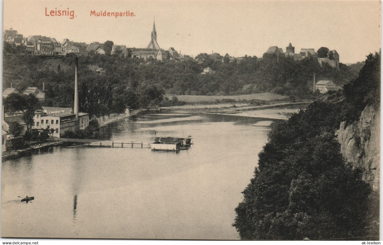 Ansichtskarte Leisnig Torale, Fabrikanlage - Badeanstalt 1913 - Leisnig