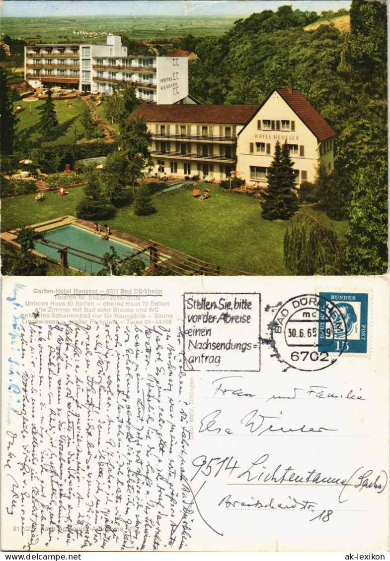 Ansichtskarte Bad Dürkheim Garten-Hotel Heusser 1965 - Bad Duerkheim