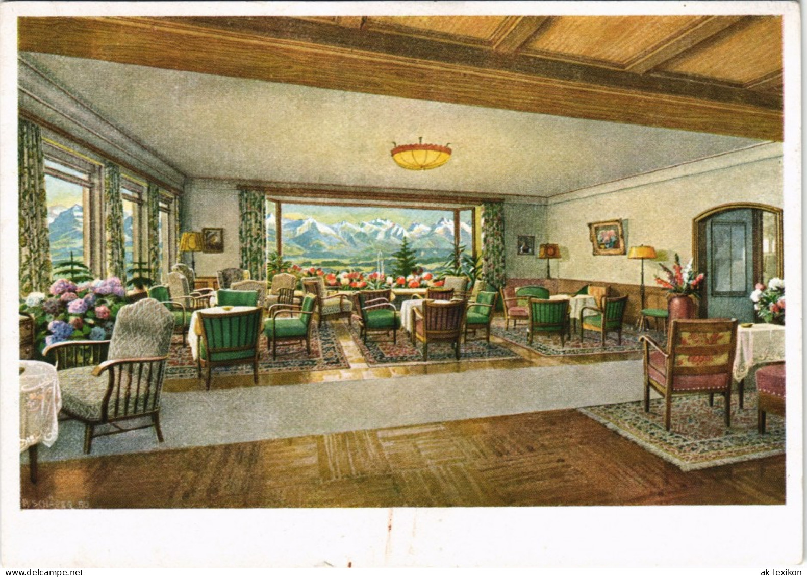 Sonthofen Berghotel Allgäuer Berghof Alpe Eck Kunst-Innenansicht 1965 - Sonthofen