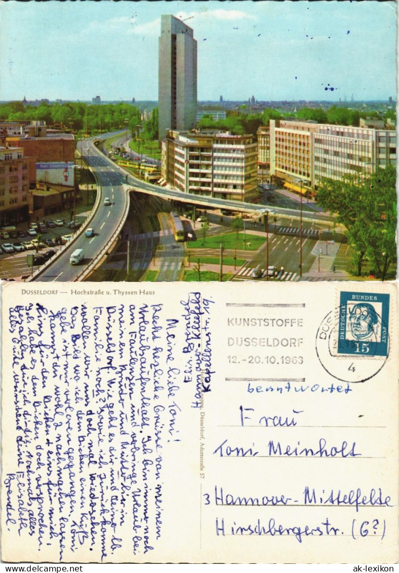 Ansichtskarte Düsseldorf Hochstrasse U. Thyssen Haus Hochhaus 1963 - Düsseldorf