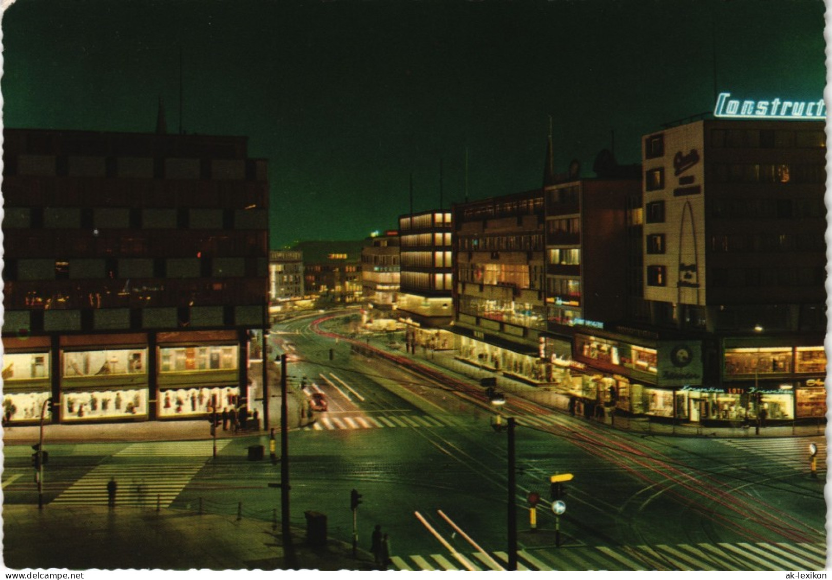 Ansichtskarte Bochum Stadtteilansicht City Bei Nacht Beleuchtung 1965 - Bochum