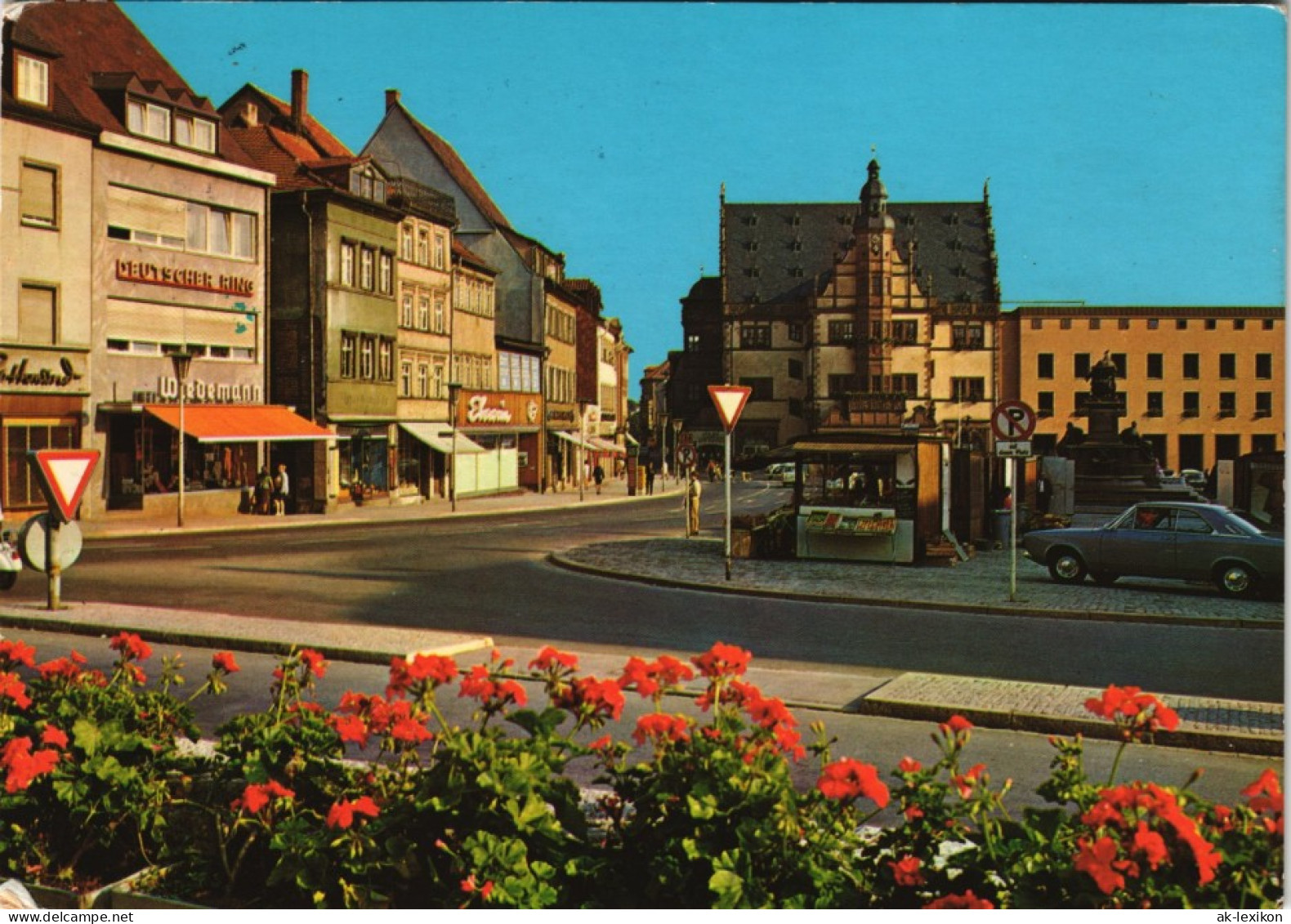 Ansichtskarte Schweinfurt Rathaus Marktplatz Kiosk & Geschäfte 1970 - Schweinfurt