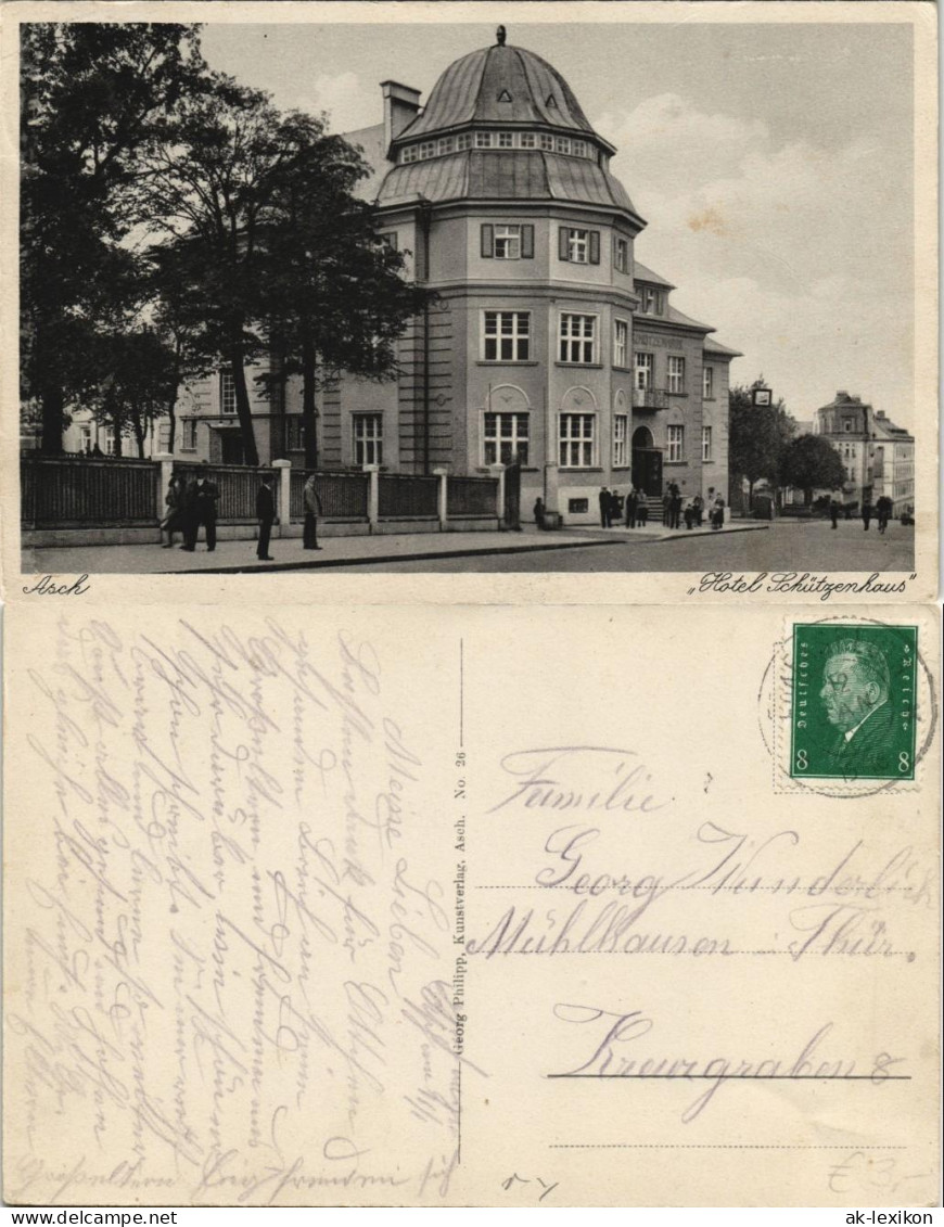 Postcard Asch Aš Hotel Schützenhaus 1930 - Czech Republic