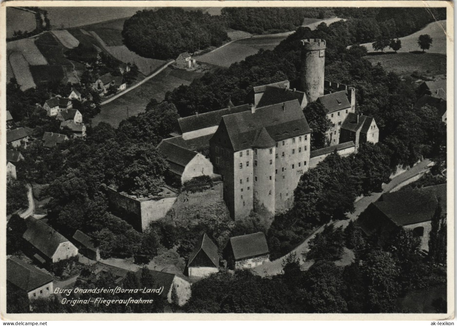 Ansichtskarte Borna Luftbild Burg Gnadstein 1934 - Borna