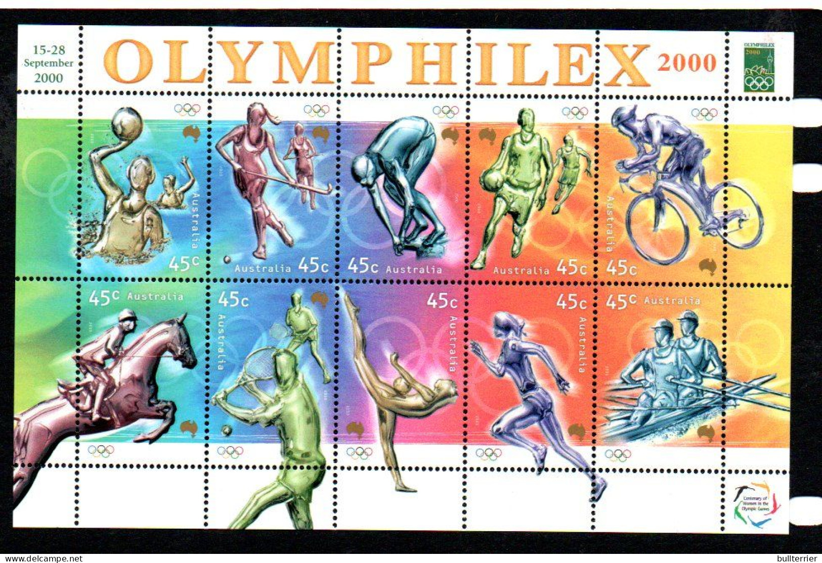 OLYMPICS - AUSTRALIA - 2000 - SYDNEY OLYMPICS /OLYMPHILEX SHEETLET OF 10  MNH - Estate 2000: Sydney