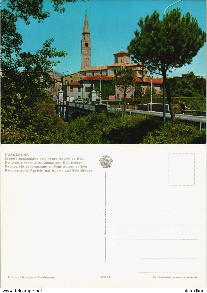 Cartoline Pordenone Scorcio Panoramico Con Ponte Adamo Ed Eva 1970 - Otros & Sin Clasificación