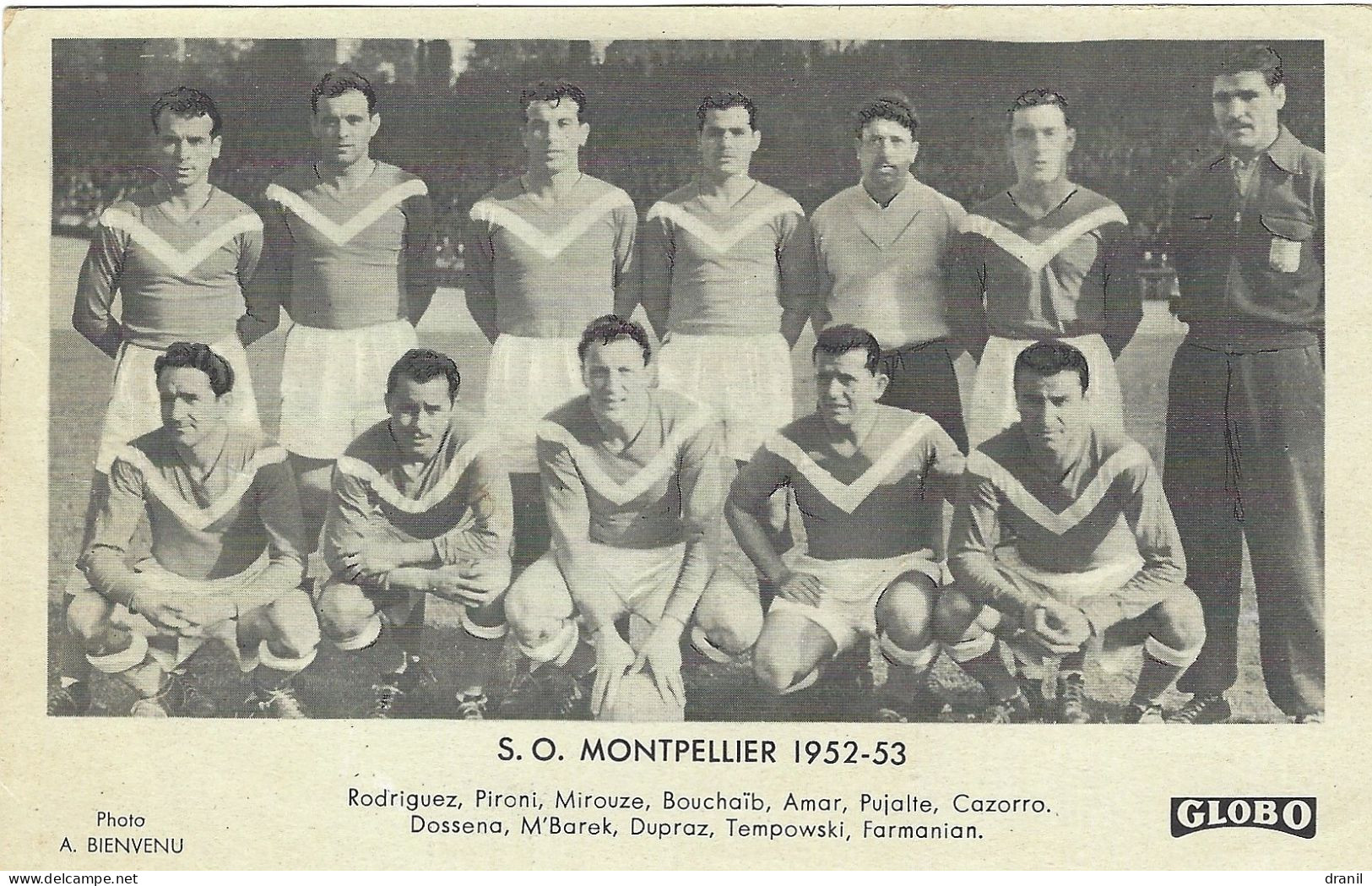 Football - GLOBO - Photo A. BIENVENU - S. O. MONTPELLIER 1952-53 - Non Classés