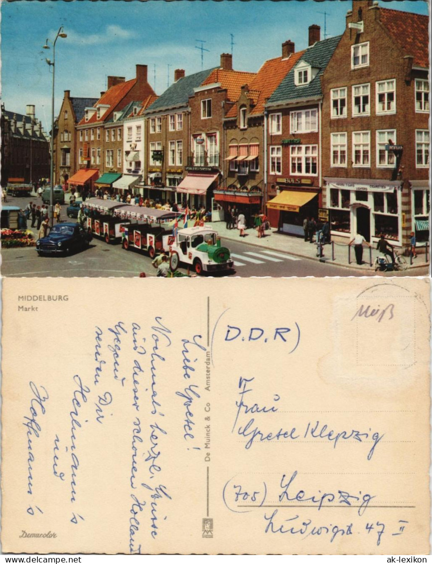 Postkaart Middelburg Marktplatz Mit Kleinbahn 1975 - Middelburg
