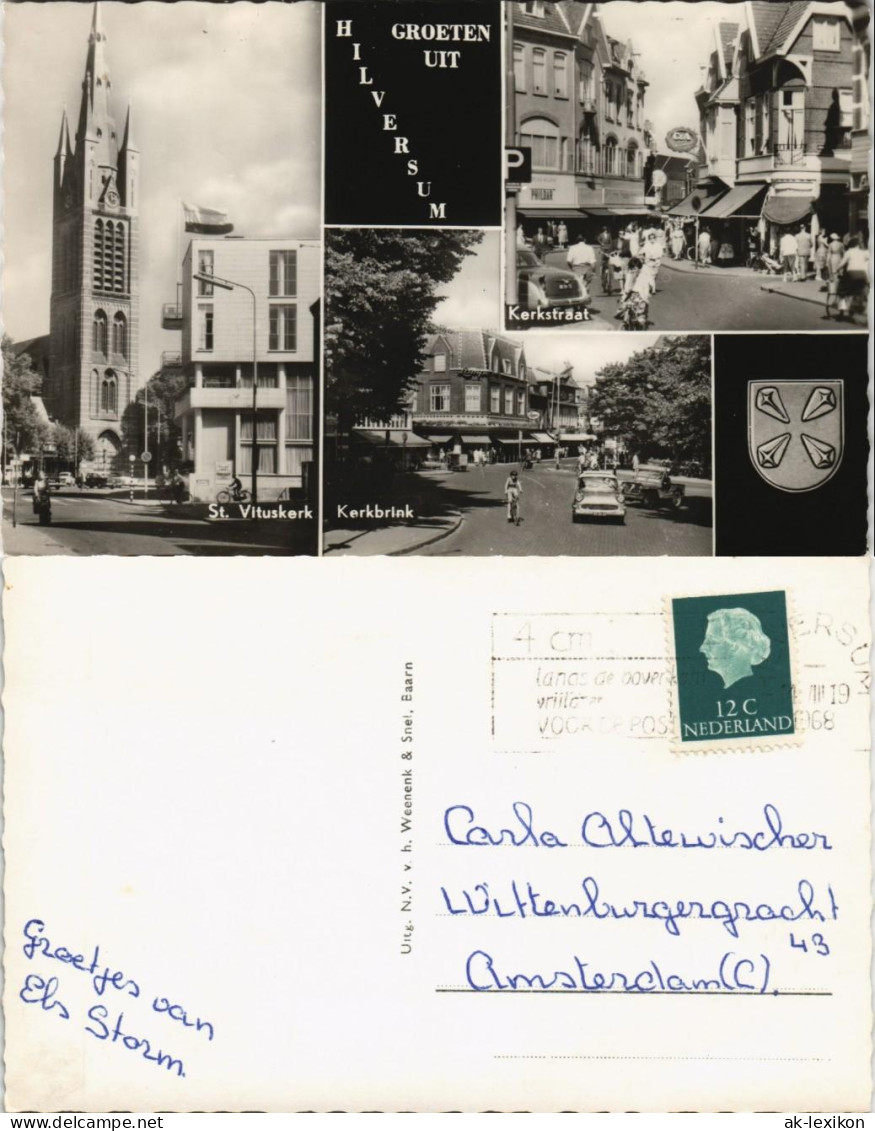 Postkaart Hilversum Mehrbild-AK Kerkstraat, Kerkbrink, St. Vituskerk 1968 - Other & Unclassified