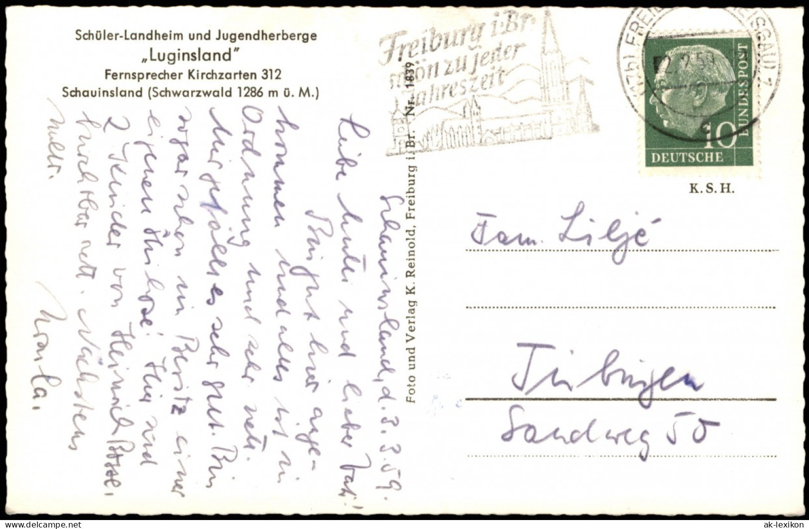Freiburg Im Breisgau Schüler-Landheim Und Jugendherberge „Luginsland" 1959 - Freiburg I. Br.