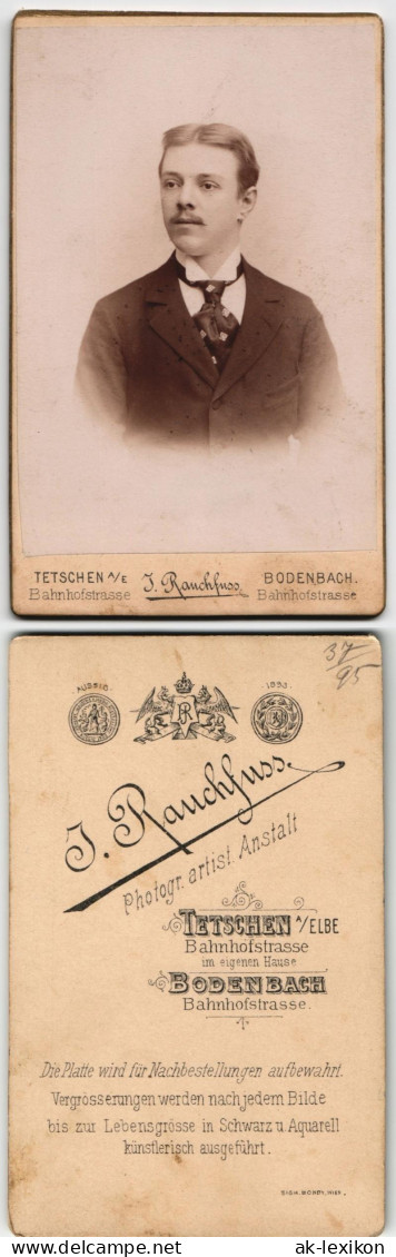 Fotokunst Atelier Rauchfuss Tetschen Bodenbach, Mann Porträtfoto 1900   CdV - Personnages