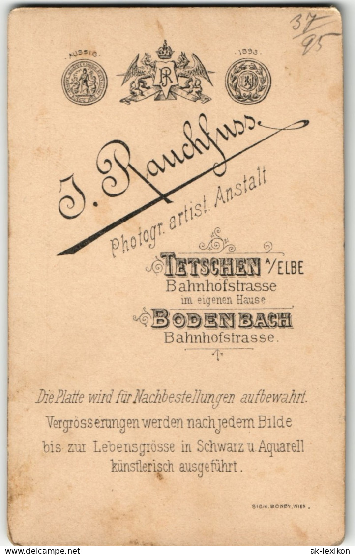 Fotokunst Atelier Rauchfuss Tetschen Bodenbach, Mann Porträtfoto 1900   CdV - Personen