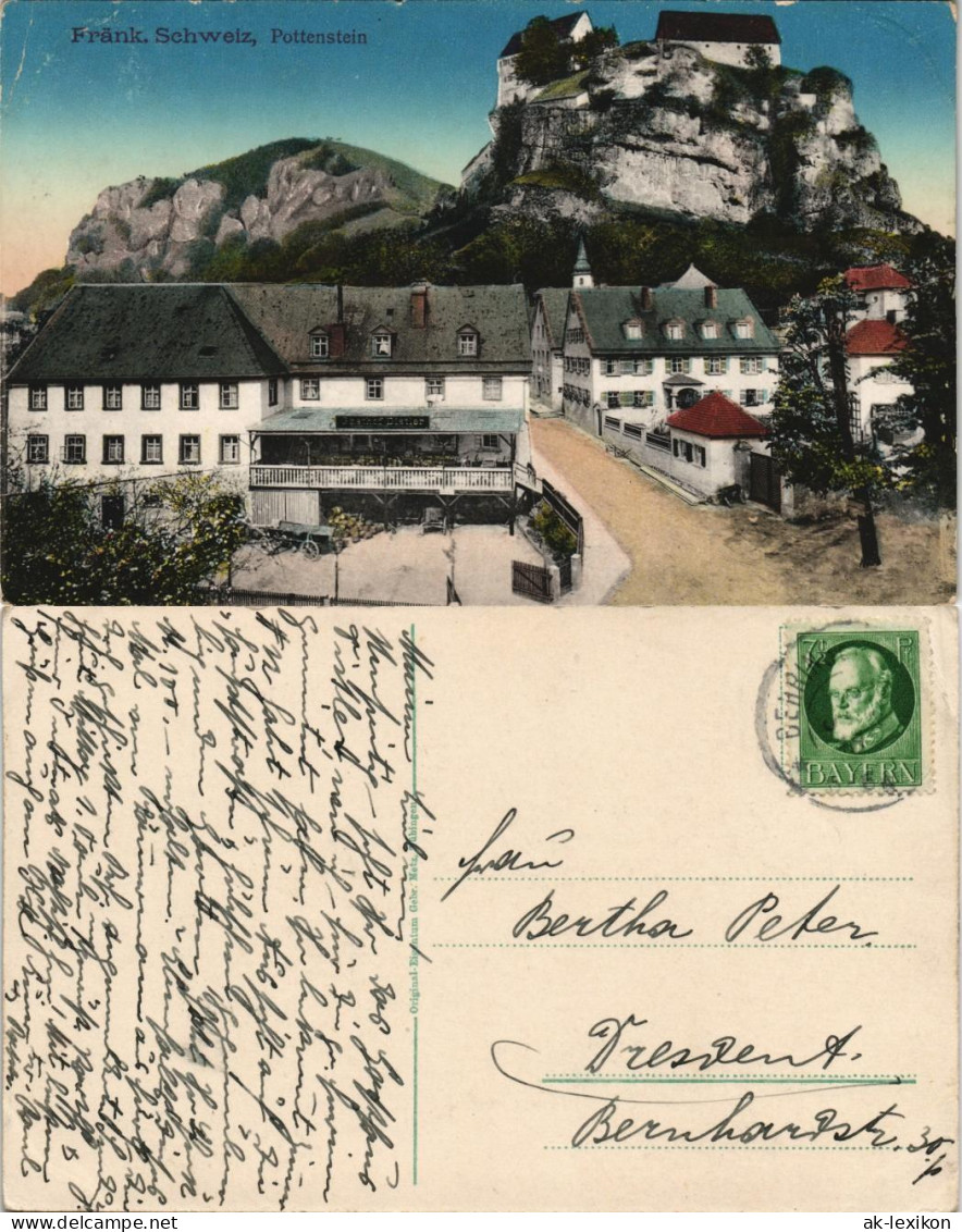 Ansichtskarte Pottenstein Straßenpartie Und Burg 1913 - Pottenstein