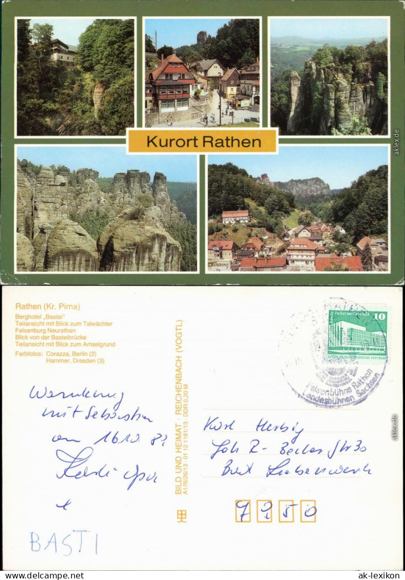 Rathen Berghotel "Bastei", Teilansicht  Zum Talwächter, Felsenburg G1989 - Rathen