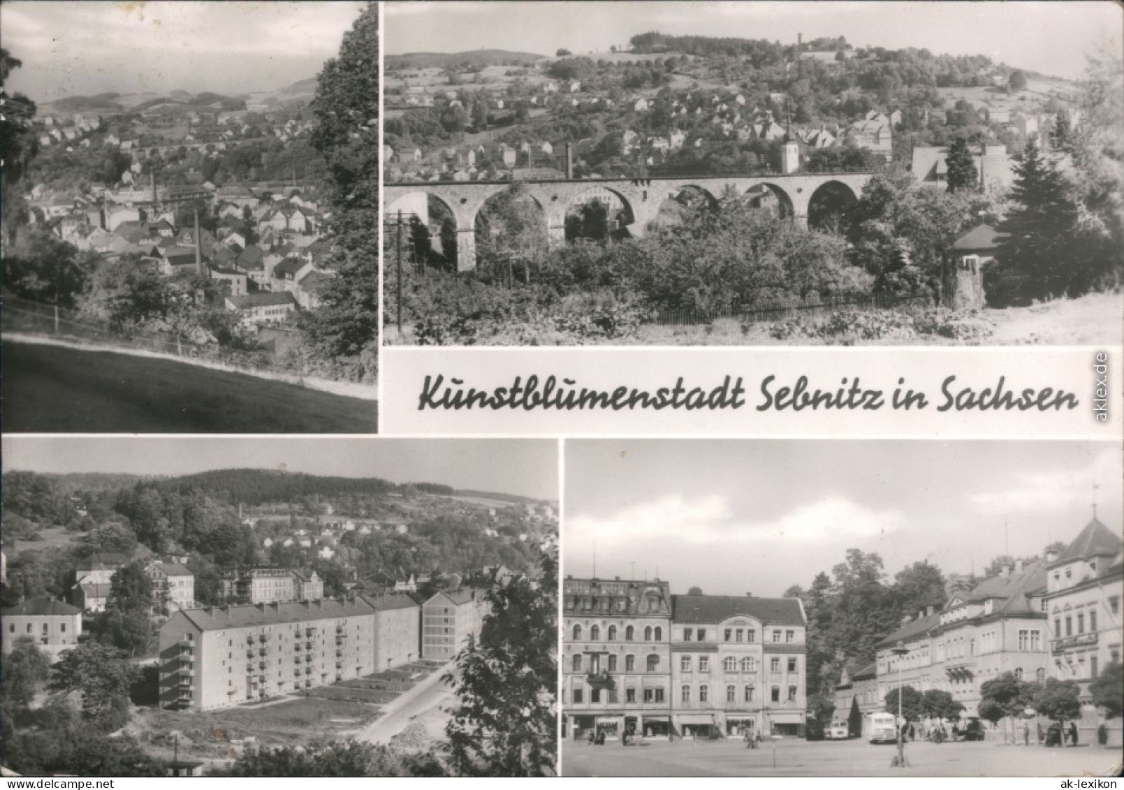 Ansichtskarte Sebnitz Überblick, Viadukt, Neubaugebiet, Marktplatz 1977 - Sebnitz