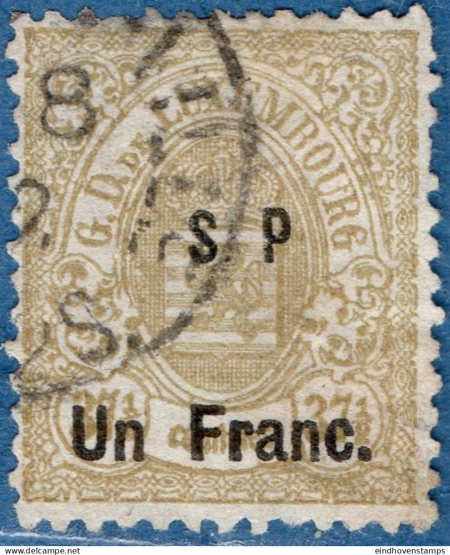 Luxemburg Service 1881 1  Fr On 37½ V Overprint (Luxemburg Printing, Perdorated 13) Small S.P. Overprint Cancelled - Dienst