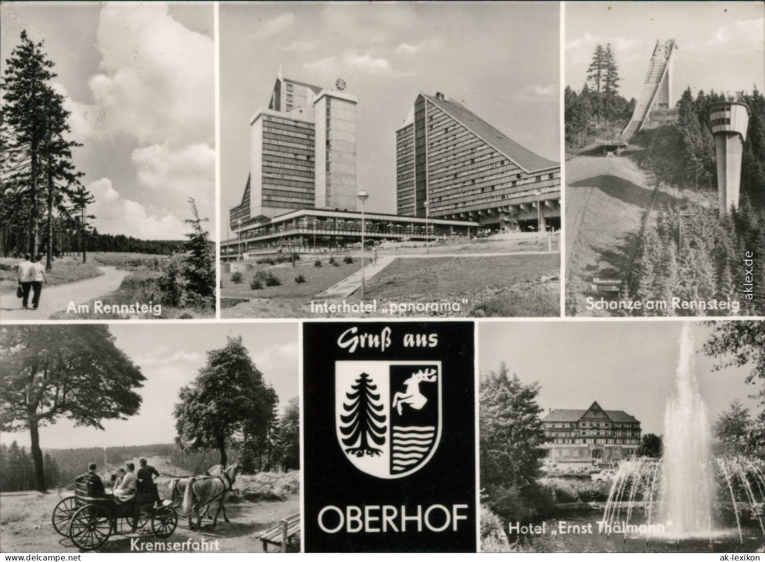 Oberhof (Thüringen) Am Rennsteig, Interhotel Panorama, Schanze Rennsteig G1974 - Oberhof