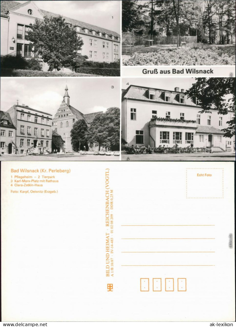 Bad Wilsnack Pflegeheim, Tierpark, Karl-Marx-Platz Mit Rathaus,  1987 - Bad Wilsnack