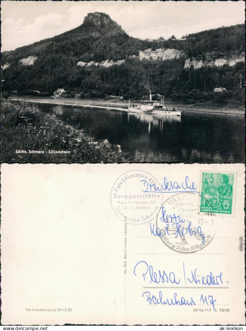 Königstein Sächsische Schweiz Lilienstein Dampfer Xxxx G1960 - Bad Schandau