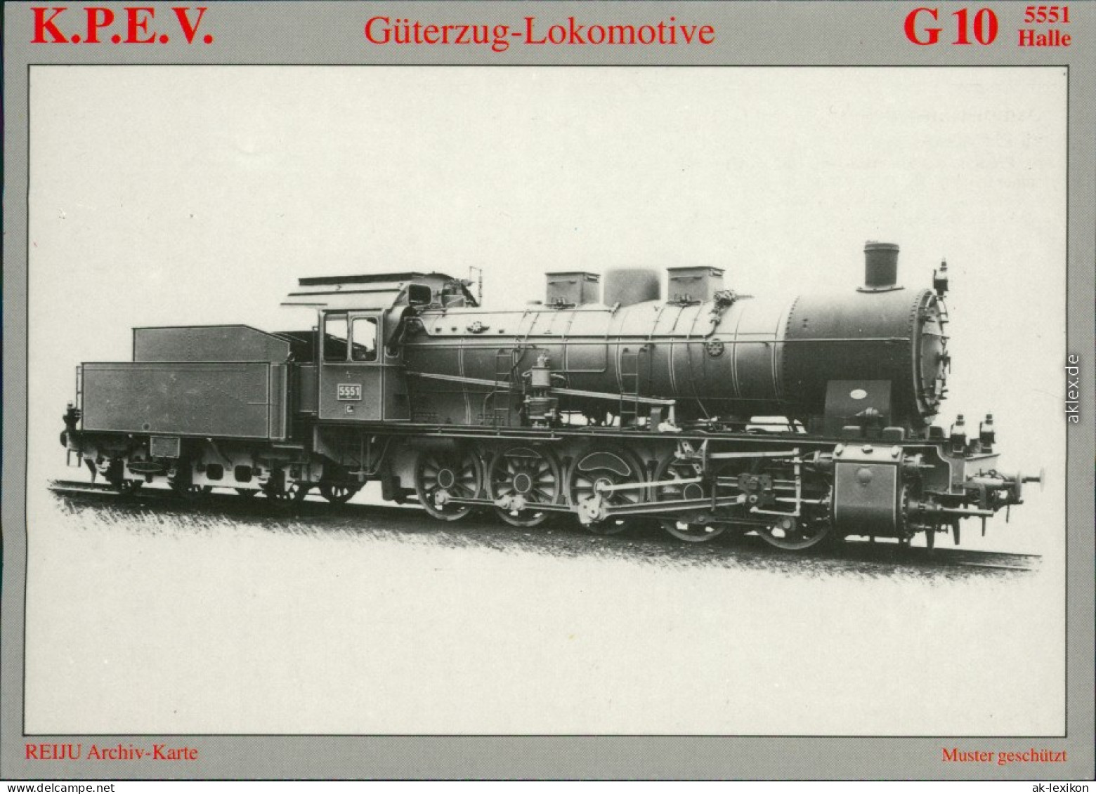 Ansichtskarte  Dampf-Güterzuglokomotive G 10 "5551 Halle" 1990 - Trains