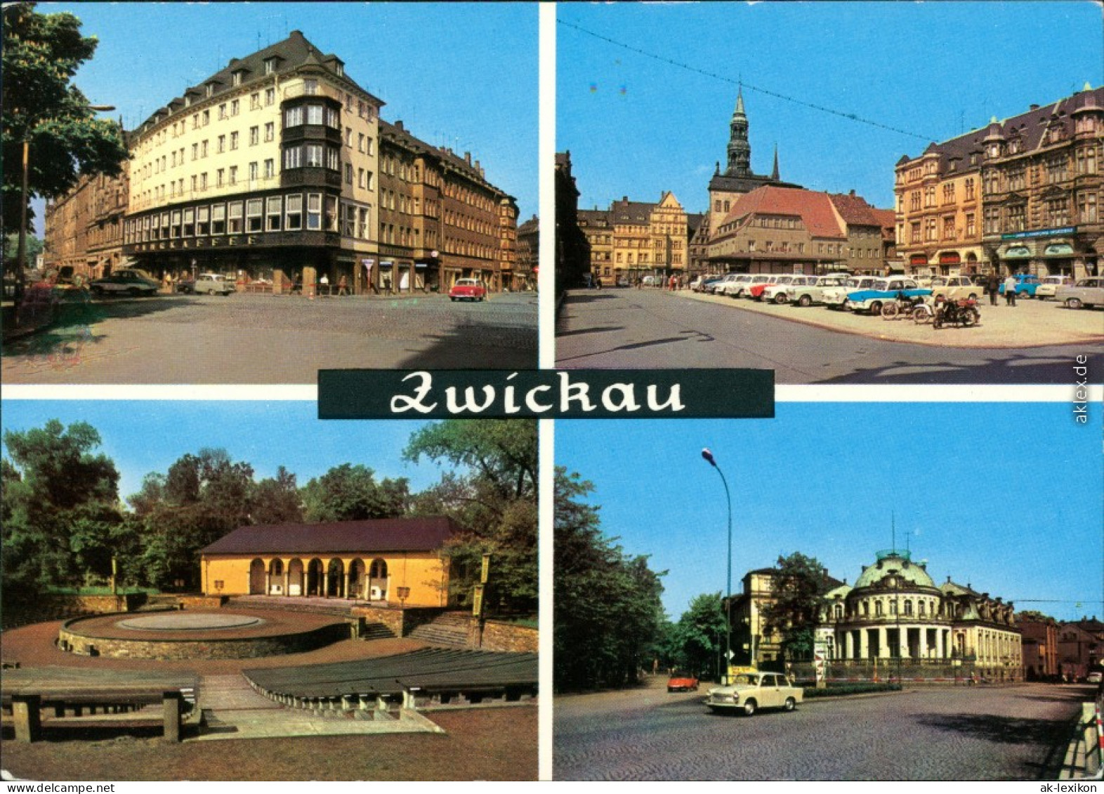 Ansichtskarte Zwickau Ringkaffee, Markt, Freilichtbühne, Milchbar 1970 - Zwickau