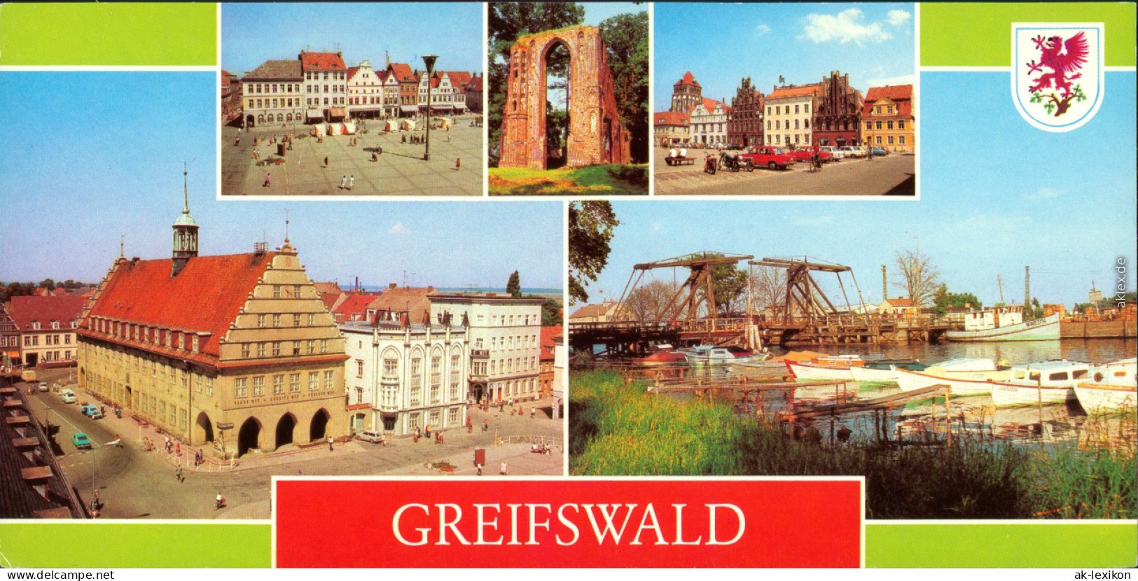 Greifswald Platz Der Freundschaft, Klosterruine Eldena, Rathaus  1981 - Greifswald