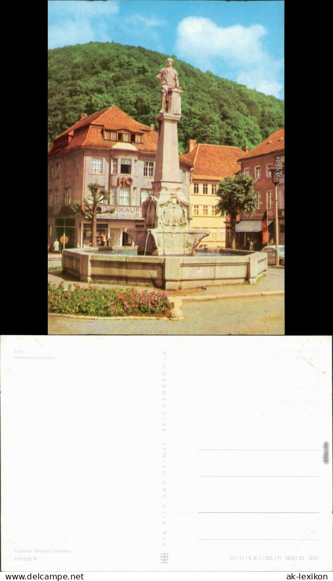 Ansichtskarte Suhl Waffenschmiede-Denkmal (Brunnen) 1971 - Suhl