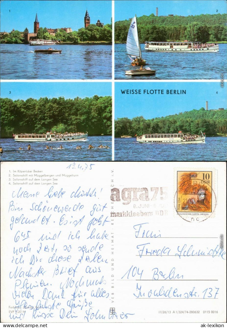 Berlin Köpenicker Becken - Weiße Flotte Berlin - Salonschiff    Langen See 1975 - Other & Unclassified