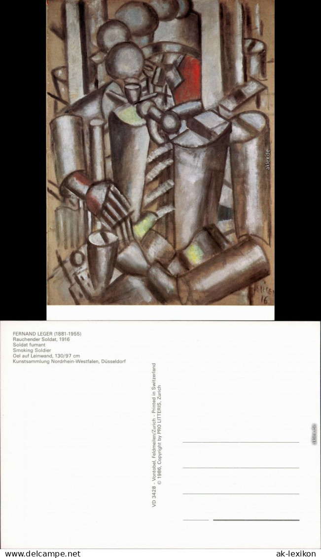 Ansichtskarte  Künstlerkarte: Gemälde V. F. Leger "Rauchender Soldat" 1986 - Peintures & Tableaux