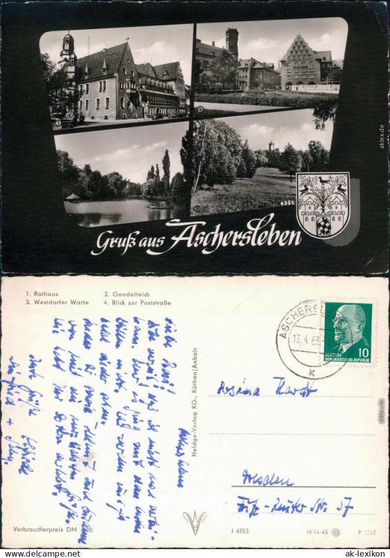 Aschersleben Rathaus, Gondelteich, Westdorfer Warte, Poststraße 1962 - Other & Unclassified