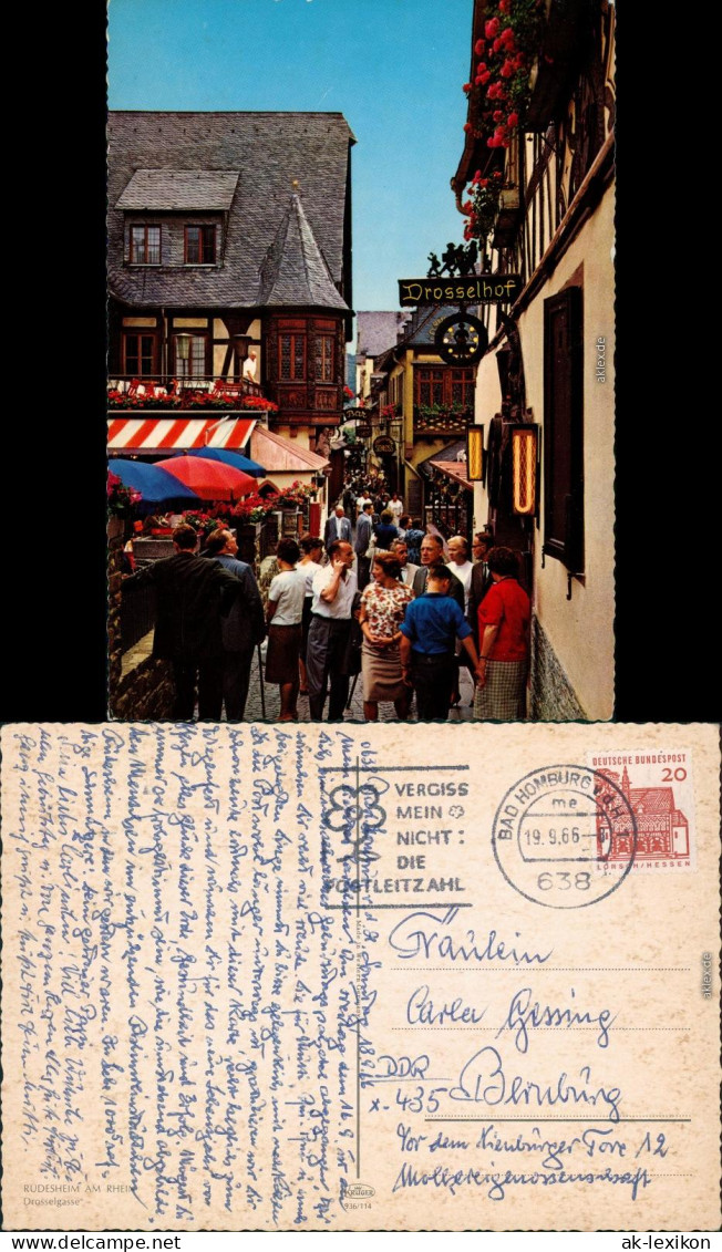 Ansichtskarte Rüdesheim (Rhein) Drosselgasse 1966 - Ruedesheim A. Rh.