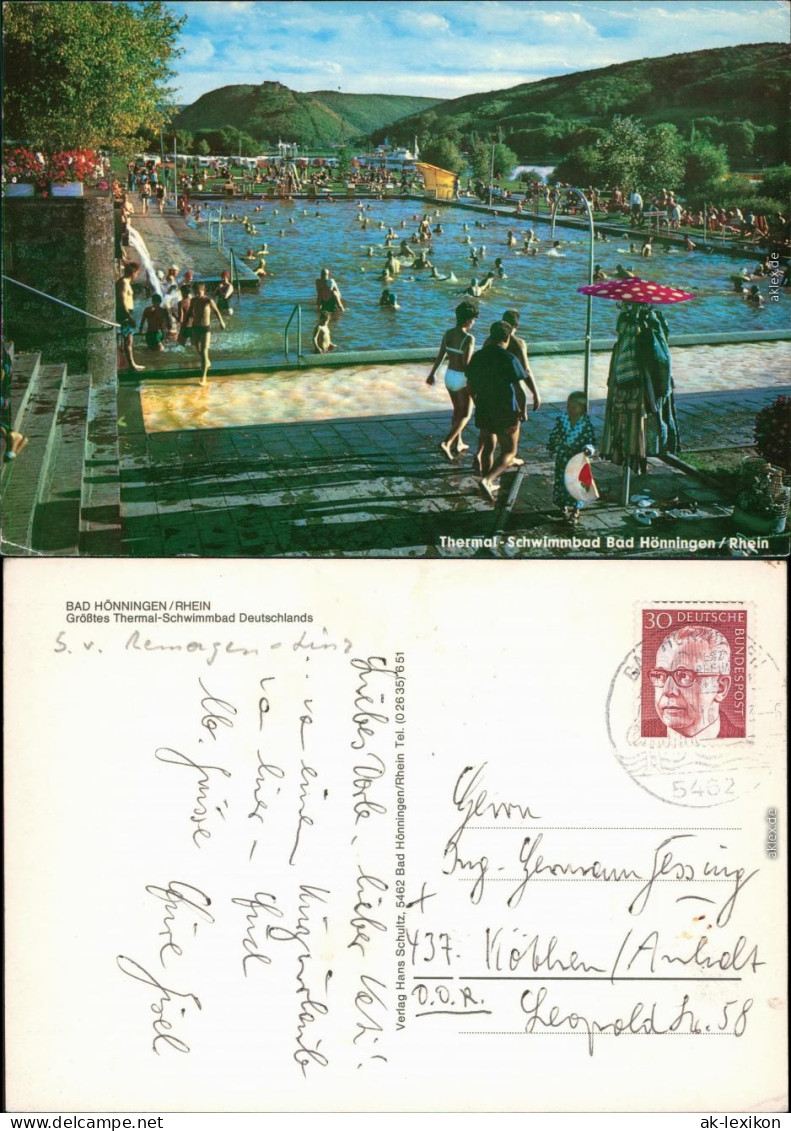 Ansichtskarte Bad Hönningen Größtes Thermal-Schwimmbad Deutschlands 1956 - Bad Hoenningen