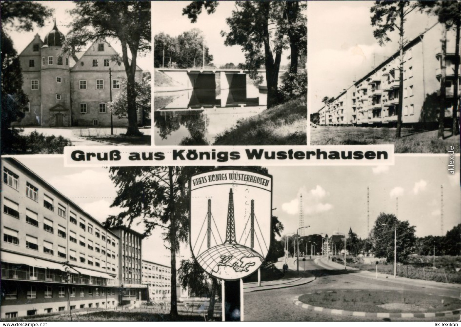 Ansichtskarte Königs Wusterhausen Schloss, Brücke, Wohnhäuser, Straße 1970 - Koenigs-Wusterhausen