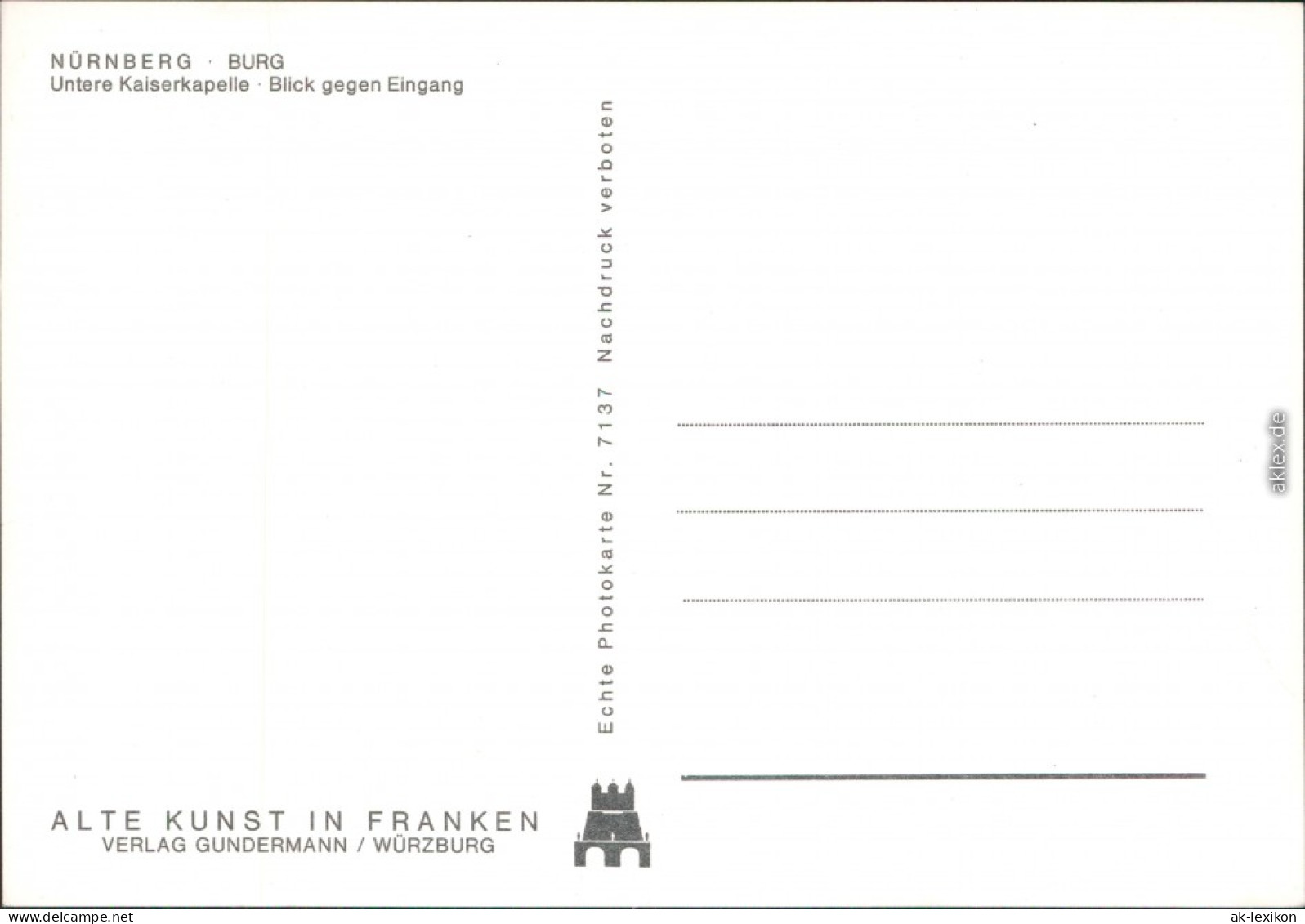 Ansichtskarte Nürnberg Nürnberger Burg - Untere Kaiserkapelle 1985 - Nuernberg