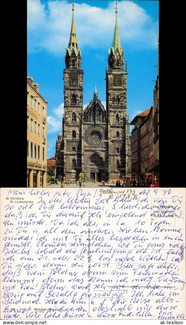 Ansichtskarte Nürnberg Lorenzkirche 1976 - Nuernberg