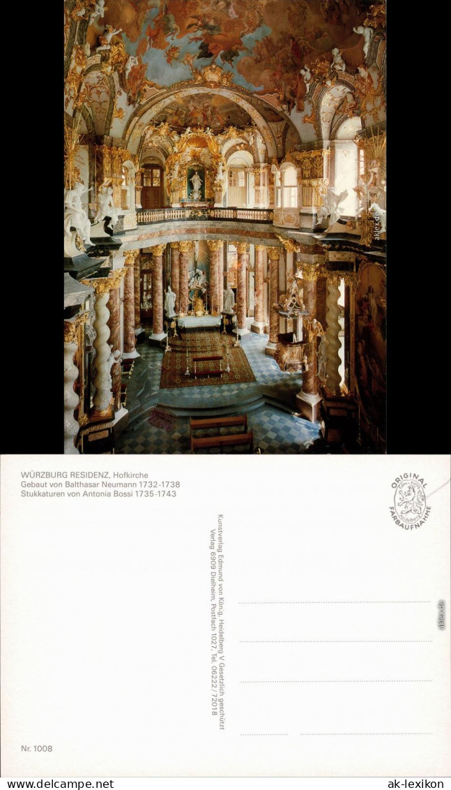 Ansichtskarte Würzburg Residenzschloß - Hofkirche 1990 - Würzburg