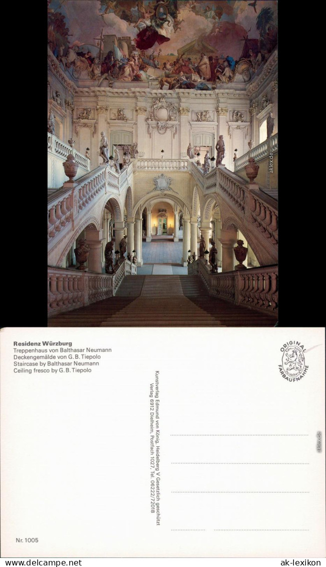 Ansichtskarte Würzburg Residenzschloß - Treppenhaus Mit Deckengemälde 1990 - Wuerzburg