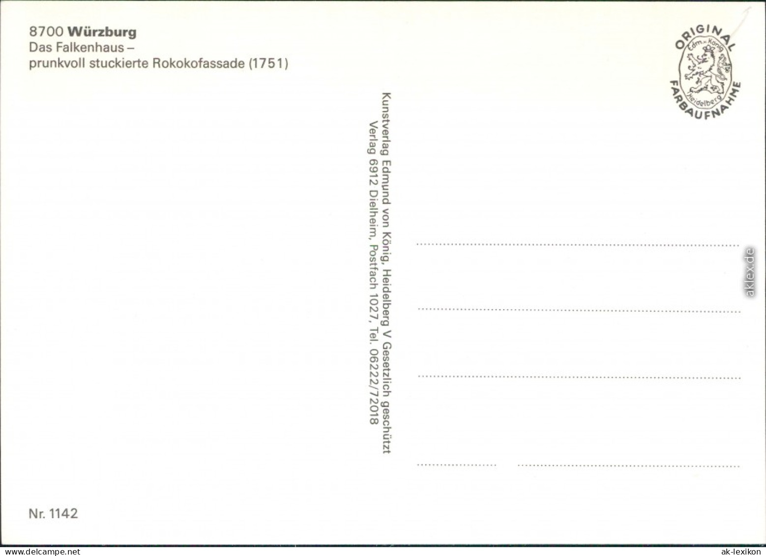 Ansichtskarte Würzburg Das Falkenhaus 1985 - Würzburg