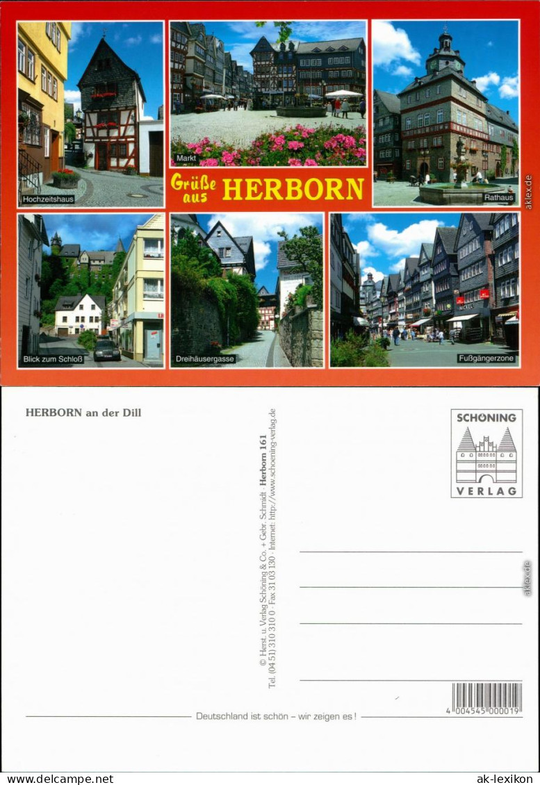 Ansichtskarte Herborn Markt, Rathaus, Schloß, Gasse, Fußgängerzone 1985 - Other & Unclassified