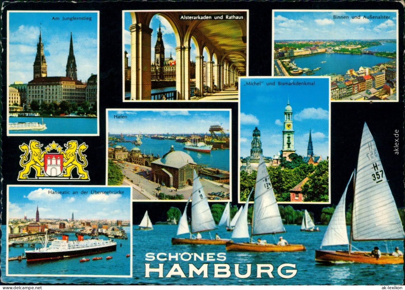 Hamburg Jungfernstieg, Hafen, Michel, Denkmal, Kaskaden, Binnenalster 1966 - Other & Unclassified