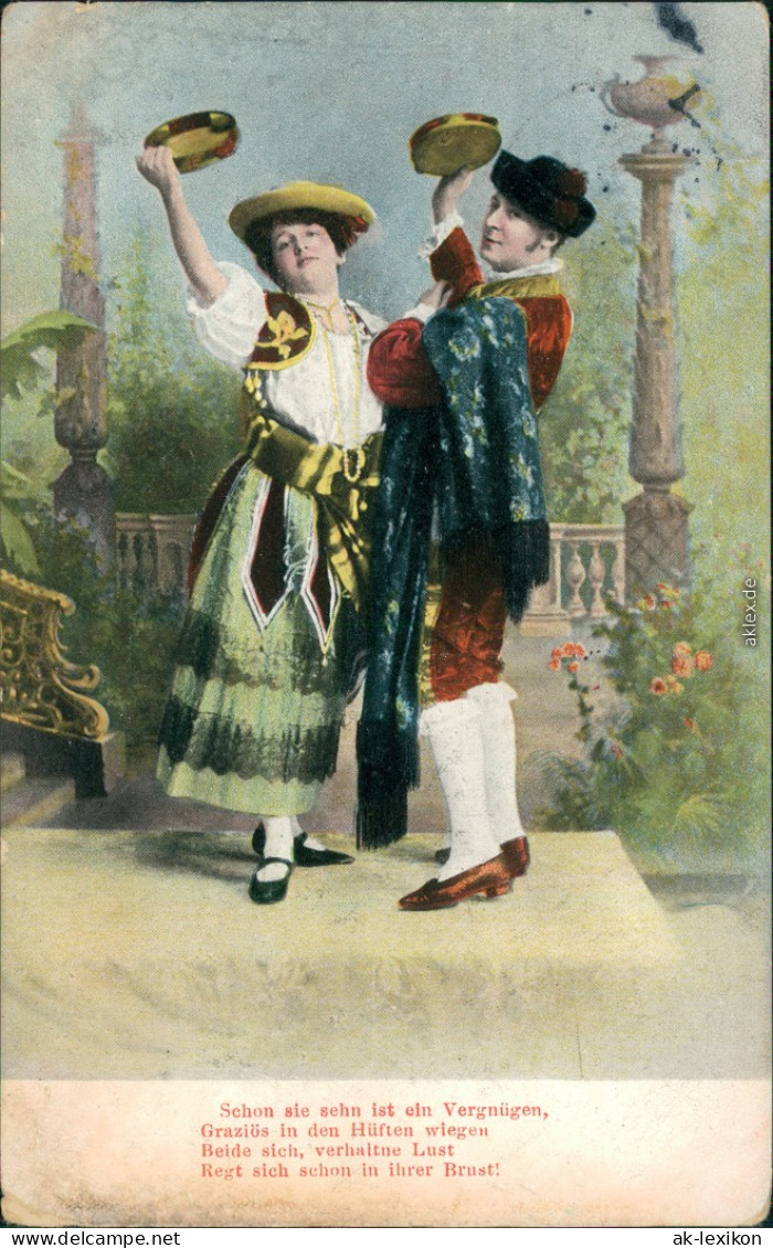 Ansichtskarte  Trachten/Typen - Tänzer 1907 - Costumes