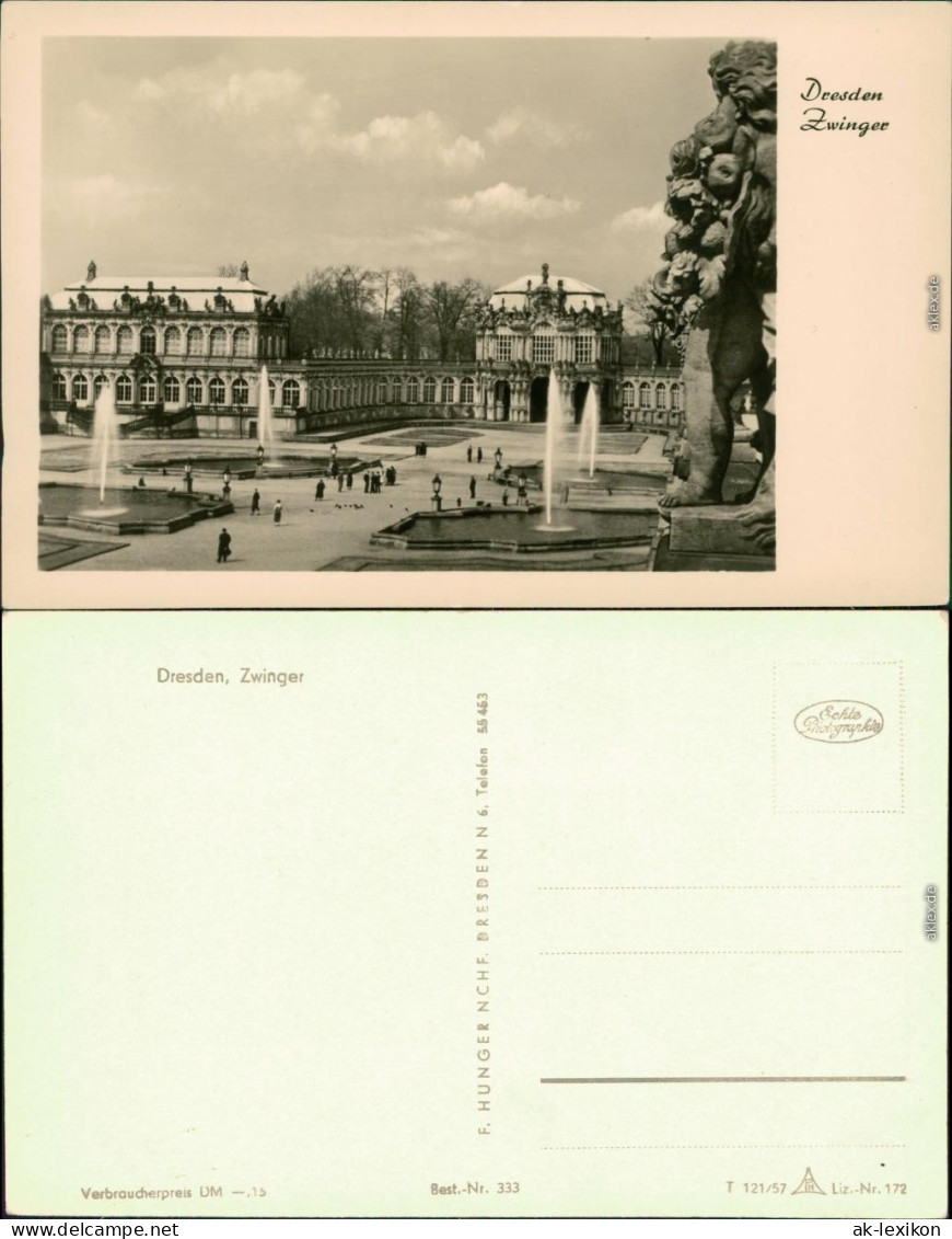 Ansichtskarte Innere Altstadt-Dresden Dresdner Zwinger Mit Springbrunnen 1957 - Dresden