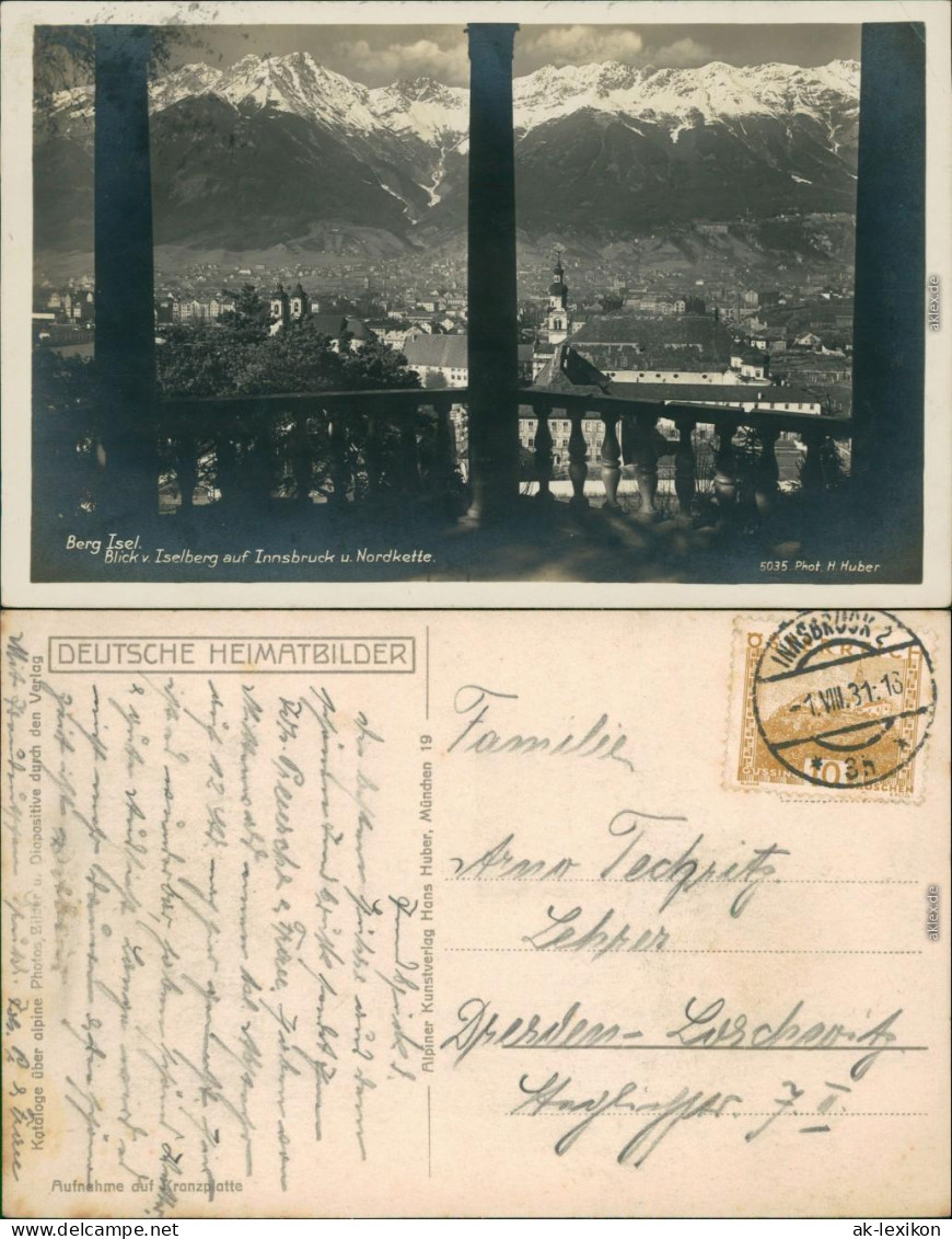 Innsbruck Panorama-Ansicht Vom Inselberg Auf Die Stadt Und Der Nordkette 1931 - Innsbruck