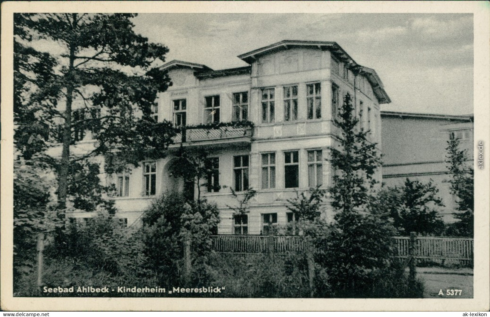 Ansichtskarte Ahlbeck (Usedom) Kinderheim "Meeresblick" 1958 - Autres & Non Classés