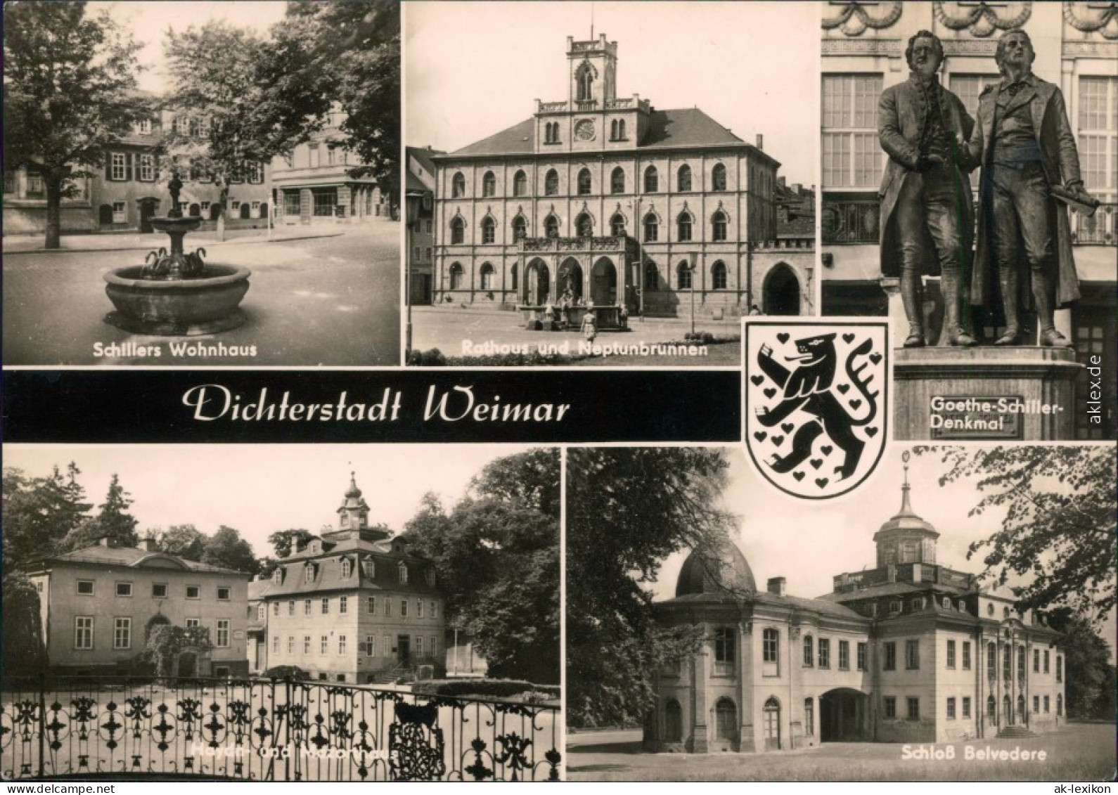 Weimar Schillers Wohnhaus Rathaus Neptunbrunnen Denkmal Schloß Belvedere 1967 - Weimar